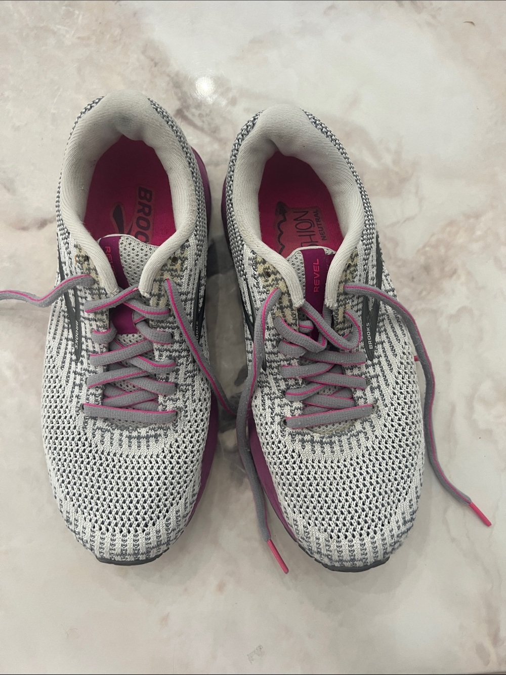 Brooks Women’s Running Shoes - White, Gray and Pink
